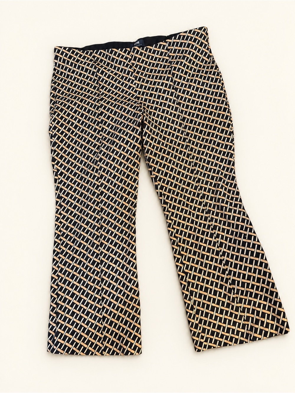 Anthropologie Black & Tan Geometric Boot-Cut Pants